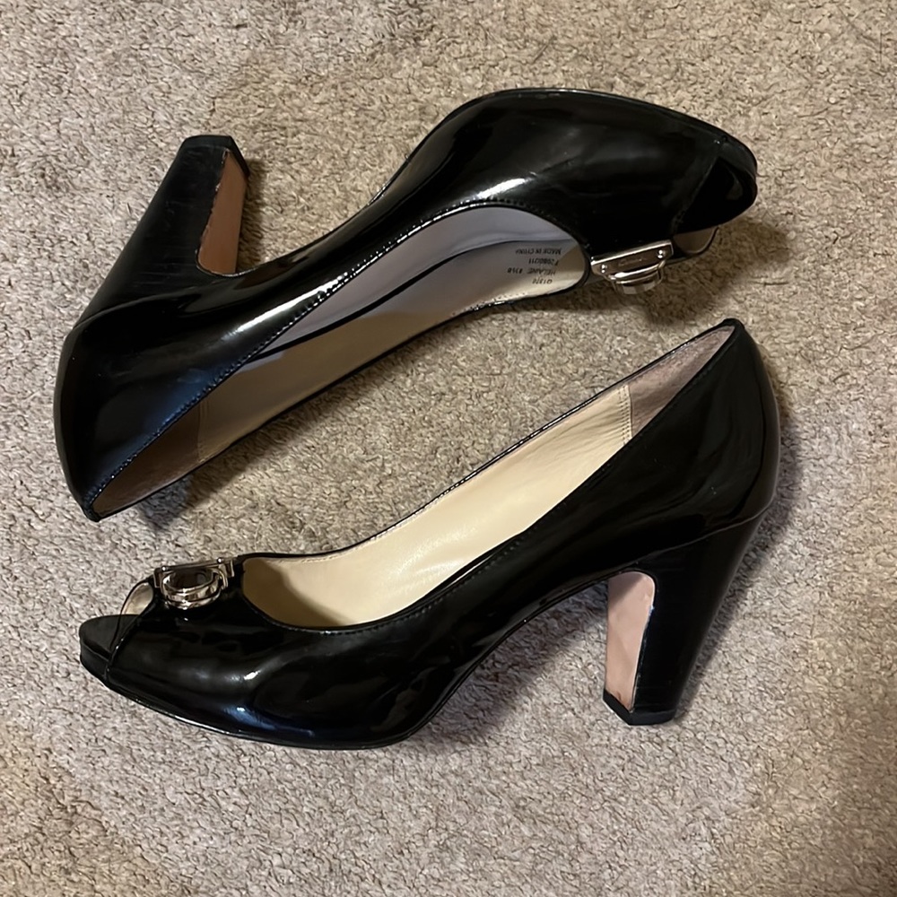 COACH | Patent Leather Peep Toe Heels